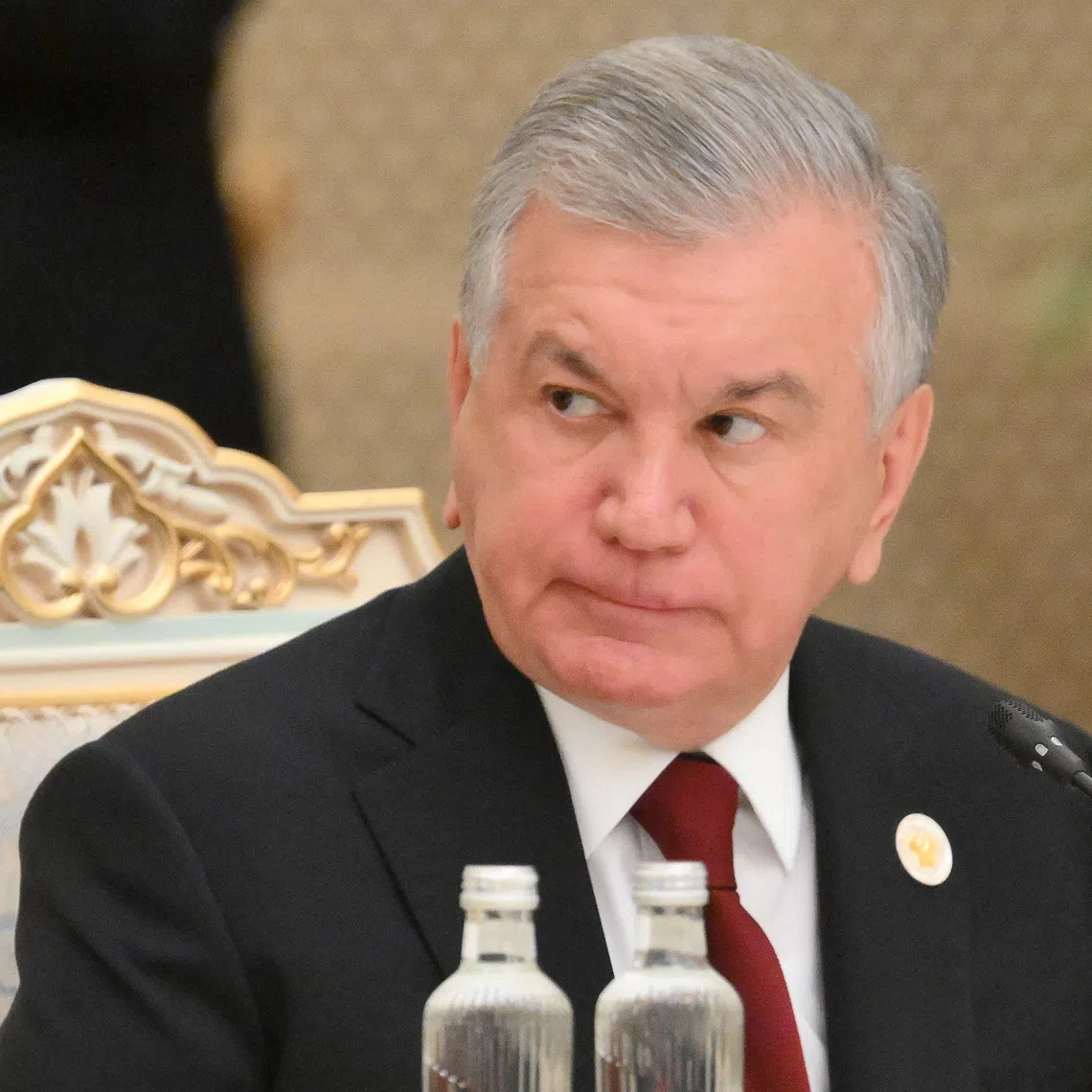 Uzbek President Shavkat Mirziyoyev takes part in the CIS leaders' summit in Dushanbe, Tajikistan October 10, 2025. Sputnik/Grigory Sysoev/Pool via REUTERS/File Photo