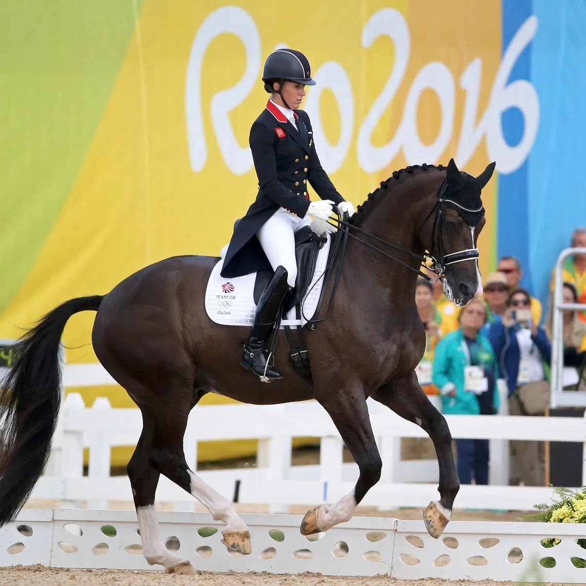 2016 Rio Olympics - Equestrian - Final - Dressage Team Grand Prix Special - Deodoro Olympic Equestrian Centre - Rio de Janeiro, Brazil - 12/08/2016. Charlotte Dujardin (GBR) of Britain riding Valegro performs. REUTERS/Tony Gentile