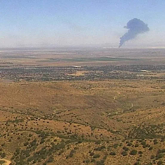 Smoke rises from Edwards Air Force Base after a US Air Force B-52 bomber aircraft crashed in Edwards, California, on June 15, 2026.