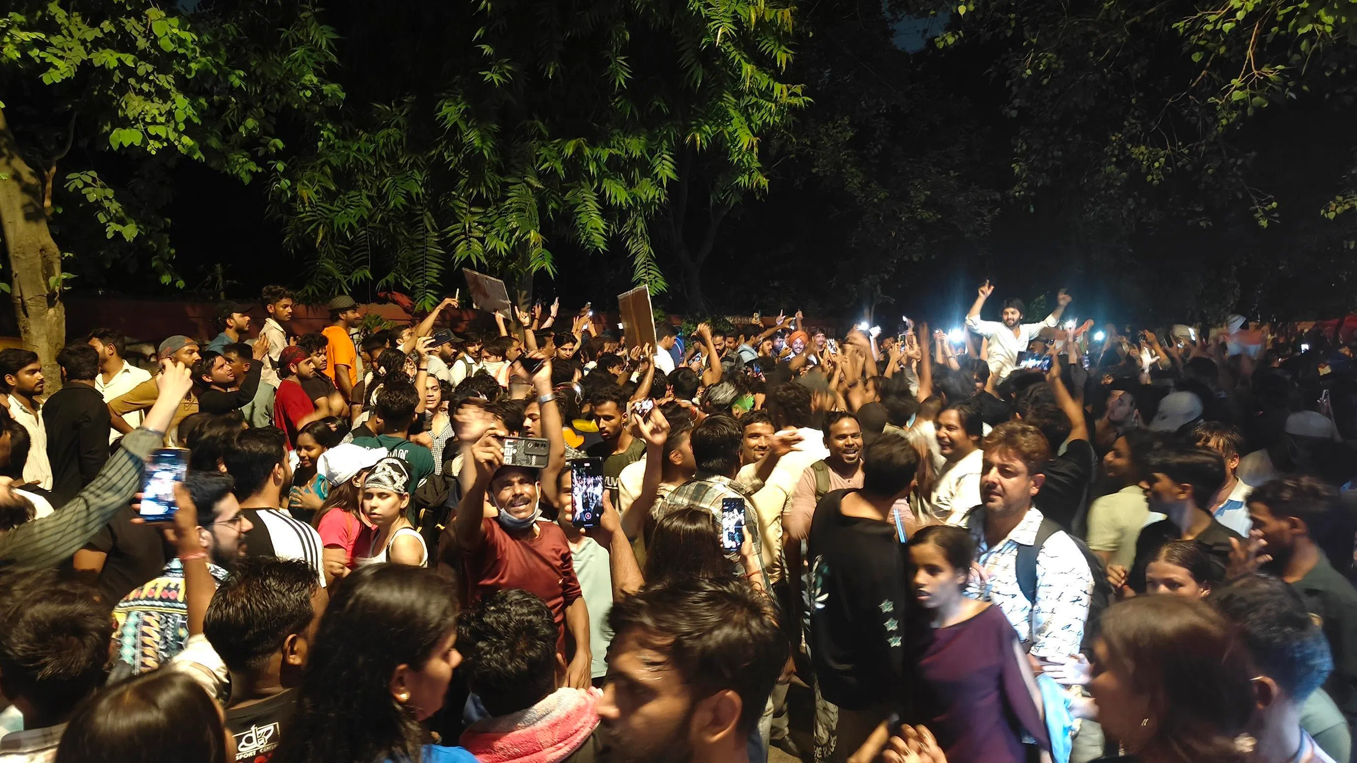 The area around Jantar Mantar was transformed into an open-air party arena on July 25 with supporters of the Cockroach Janata Party celebrating the Indian education minister’s resignation.