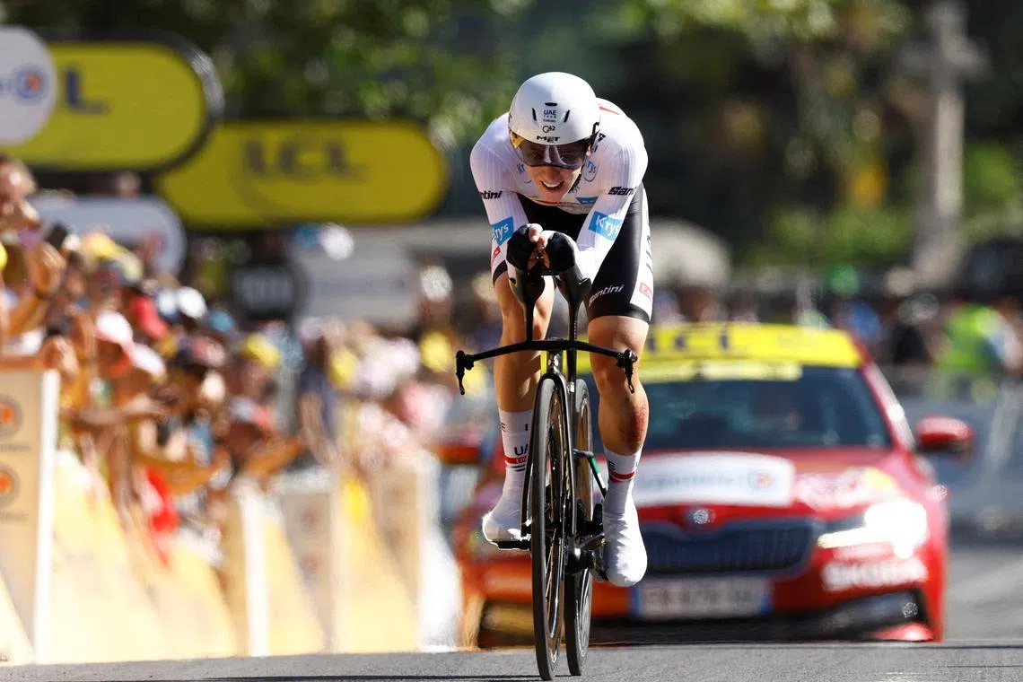 UAE Team Emirates' Tadej Pogacar at the 2022 Tour de France, where he finished second after winning the previous two years.