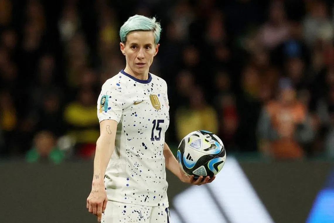 FILE PHOTO: Soccer Football - FIFA Women’s World Cup Australia and New Zealand 2023 - Round of 16 - Sweden v United States - Melbourne Rectangular Stadium, Melbourne, Australia - August 6, 2023 Megan Rapinoe of the U.S. during the match REUTERS/Asanka Brendon Ratnayake/File Photo