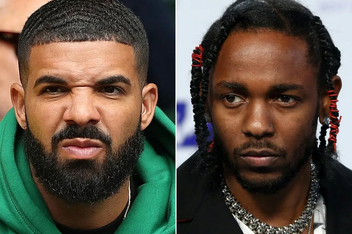 A US federal judge in New York on Oct 9, 2025 threw out a defamation case filed by Drake (left) against his own label Universal Music Group over Kendrick Lamar's viral diss track, Not Like Us.