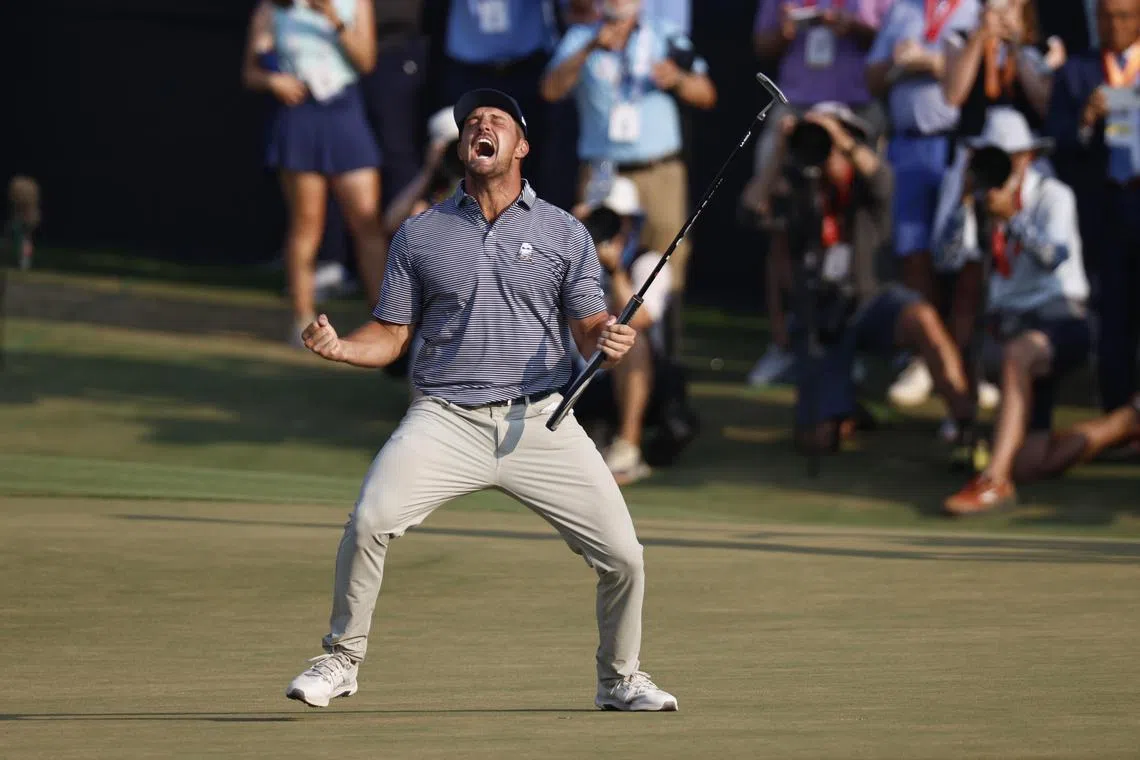 Bryson DeChambeau celebrating after winning the US Open on June 16.