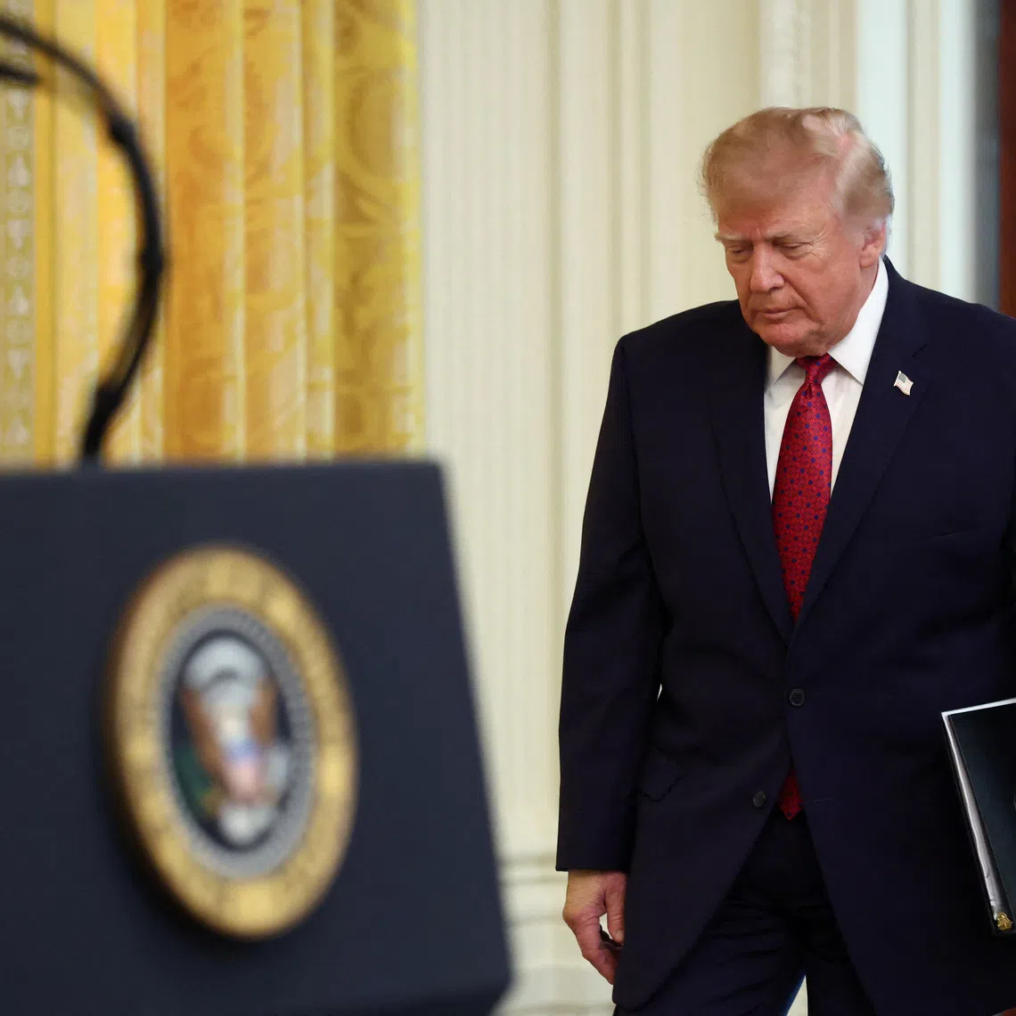 US President Donald Trump attends a Hispanic Heritage Month reception in the East Room at the White House in Washington, D.C., US, September 30, 2026. REUTERS/Kevin Lamarque