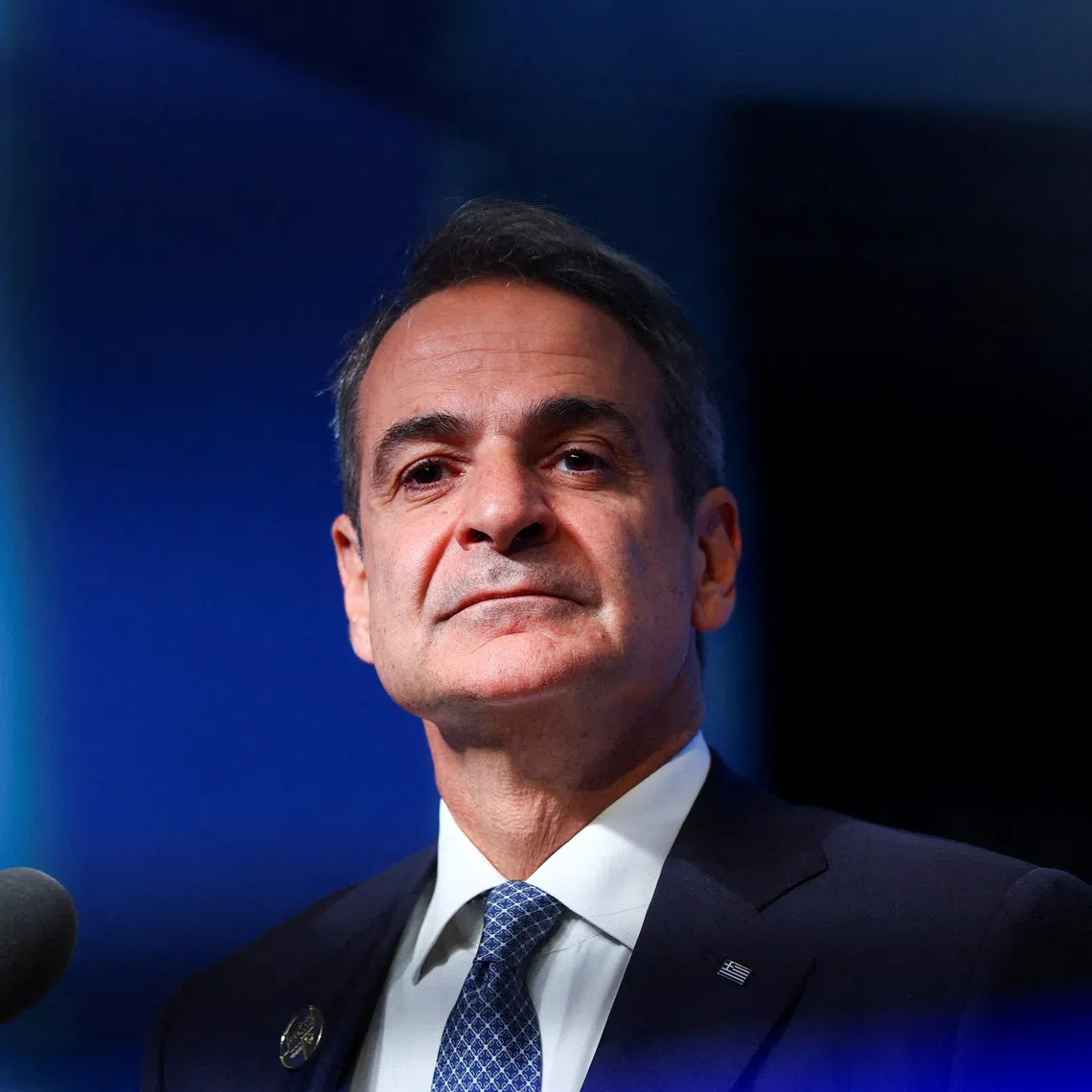 FILE PHOTO: Greece's Prime Minister Kyriakos Mitsotakis during a doorstep at the NATO leaders' summit in Ankara, Turkey, July 8, 2026. REUTERS/Yves Herman/File Photo