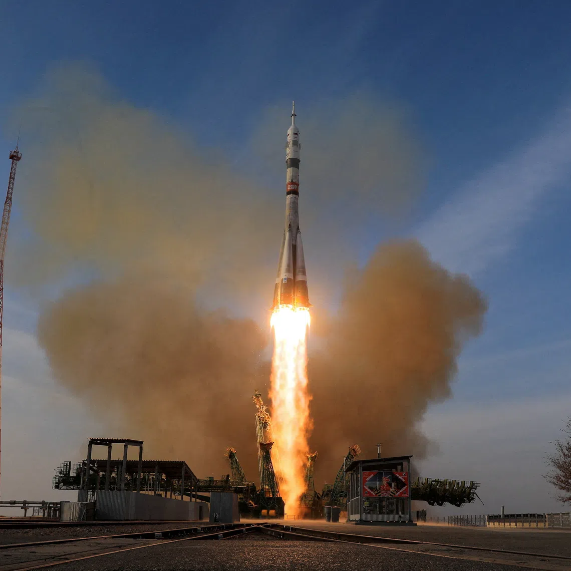 A Soyuz MS-28 spacecraft launches for an expedition to the International Space Station (ISS) from the Baikonur Cosmodrome, Kazakhstan November 27, 2025. REUTERS/Pavel Mikheyev