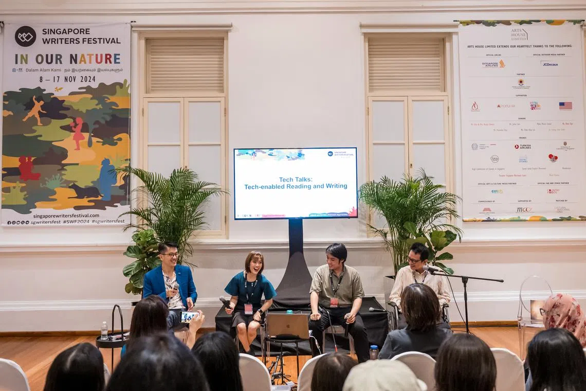 (From right) Moderator Paul Tan, book blogger Gemma Rose Foo, content creator Josh Tseng and poet Yeo Whee Him talk about how accessible technology allows them to write in spite of their disabilities.