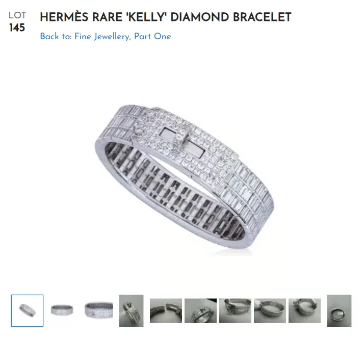 A Hermes bracelet saw a flurry of last-minute bids that resulted in a final price of $360,000.
