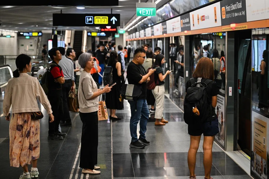 Commuters at Prince Edward Road station at 8.45am on July 13.