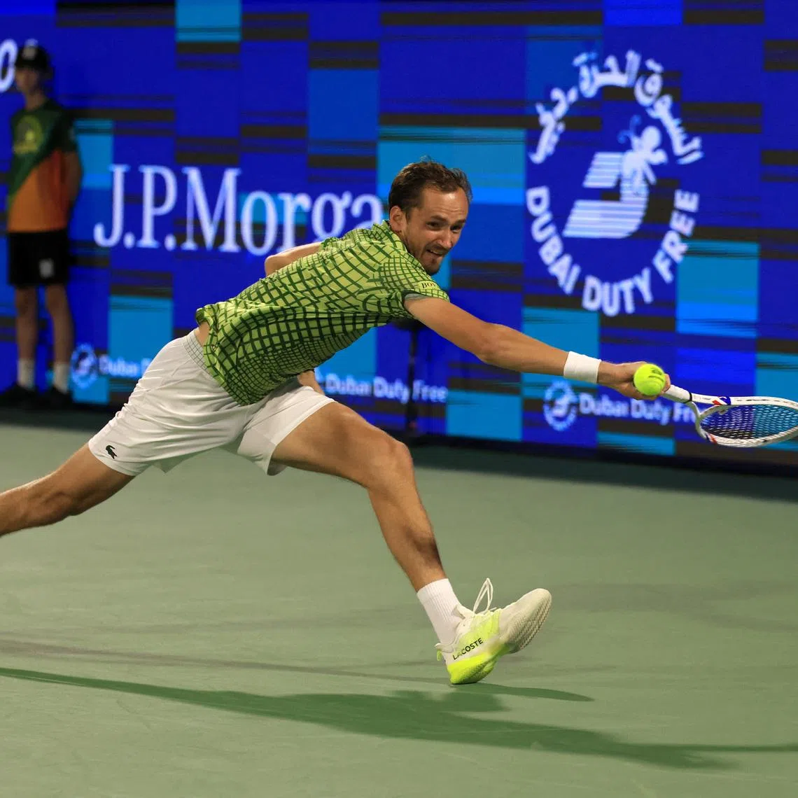 Tennis - ATP 500 - Dubai Championships - Dubai Tennis Stadium, Dubai, United Arab Emirates - February 27, 2026 Russia's Daniil Medvedev in action during his semi final match against Canada's Felix Auger Aliassime REUTERS/Raghed Waked