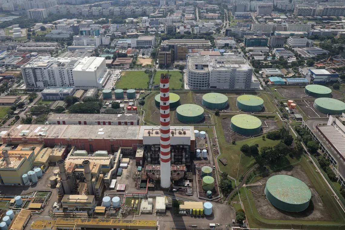 Aerial photo of Senoko Power Station as viewed from a helicopter. Photographed on Dec 1, 2021.