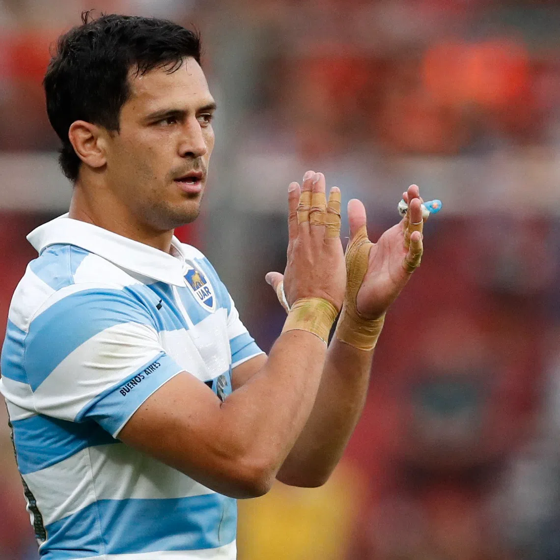 Rugby Union - Rugby Championship - Argentina v South Africa - Estadio Libertadores de America, Buenos Aires, Argentina - September 17, 2022 Argentina's Matias Moroni celebrates scoring a try REUTERS/Agustin Marcarian