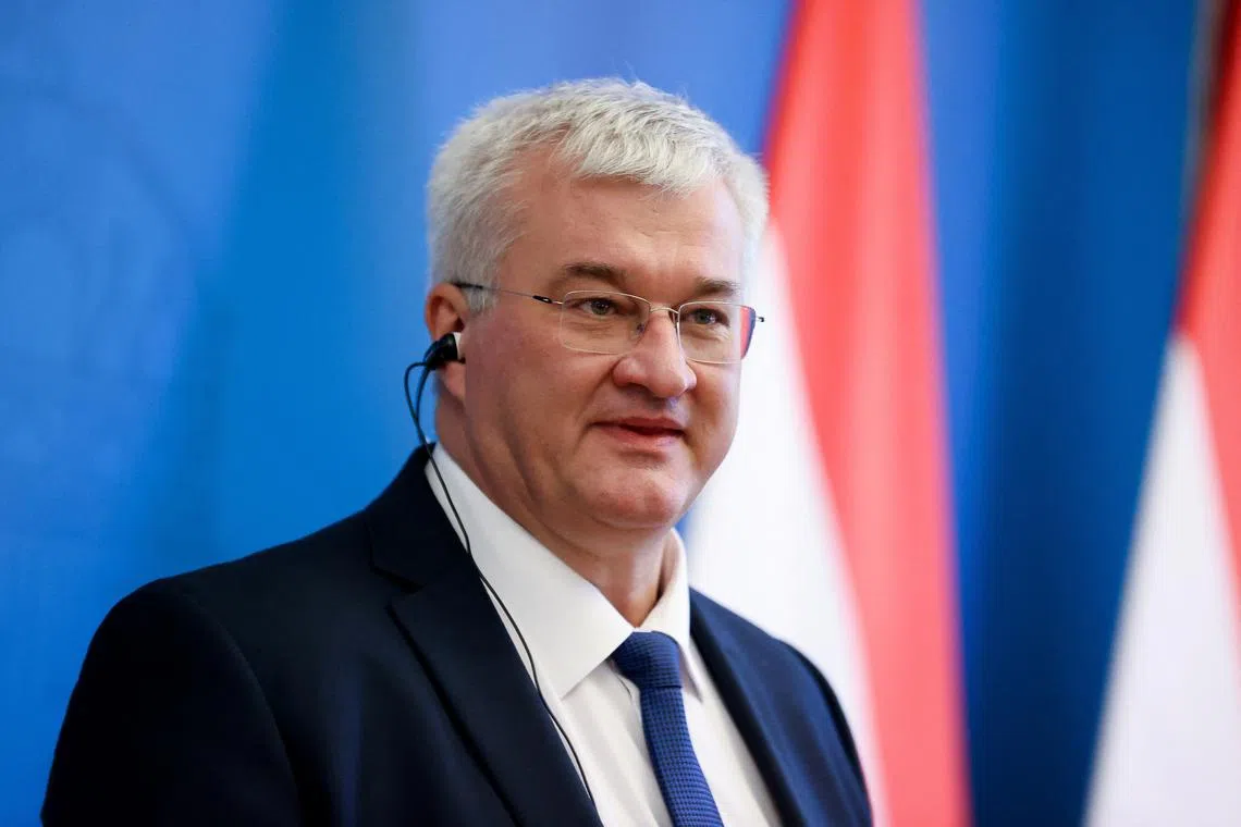 FILE PHOTO: Ukraine's Foreign Minister Andrii Sybiha attends a joint press conference with Hungary's Foreign Minister Peter Szijjarto (not pictured), in Budapest, Hungary September 30, 2024. REUTERS/Bernadett Szabo/File Photo