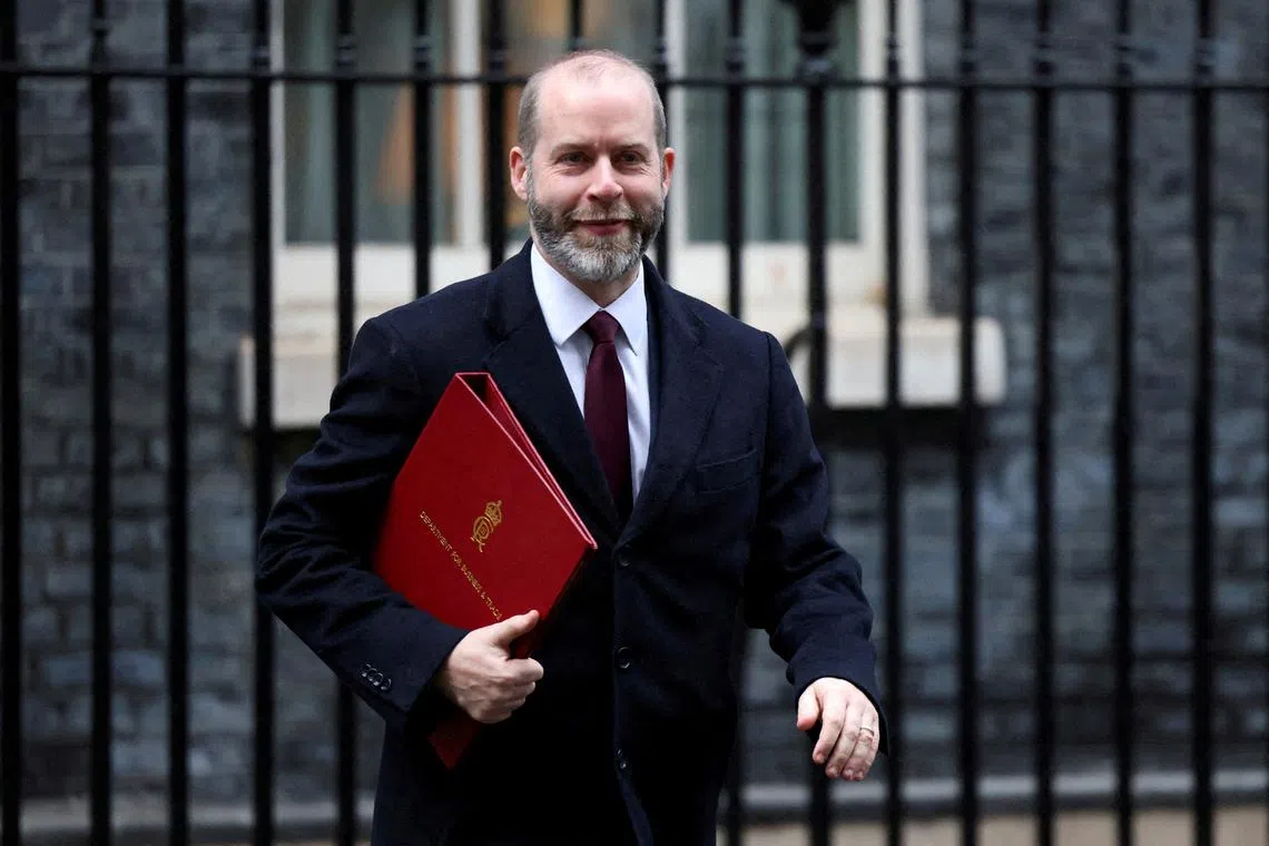 FILE PHOTO: Britain's Secretary of State for Business and Trade Jonathan Reynolds walks at Downing Street, on the day of a Cabinet meeting in London, Britain, January 7, 2025. REUTERS/Hollie Adams/File Photo