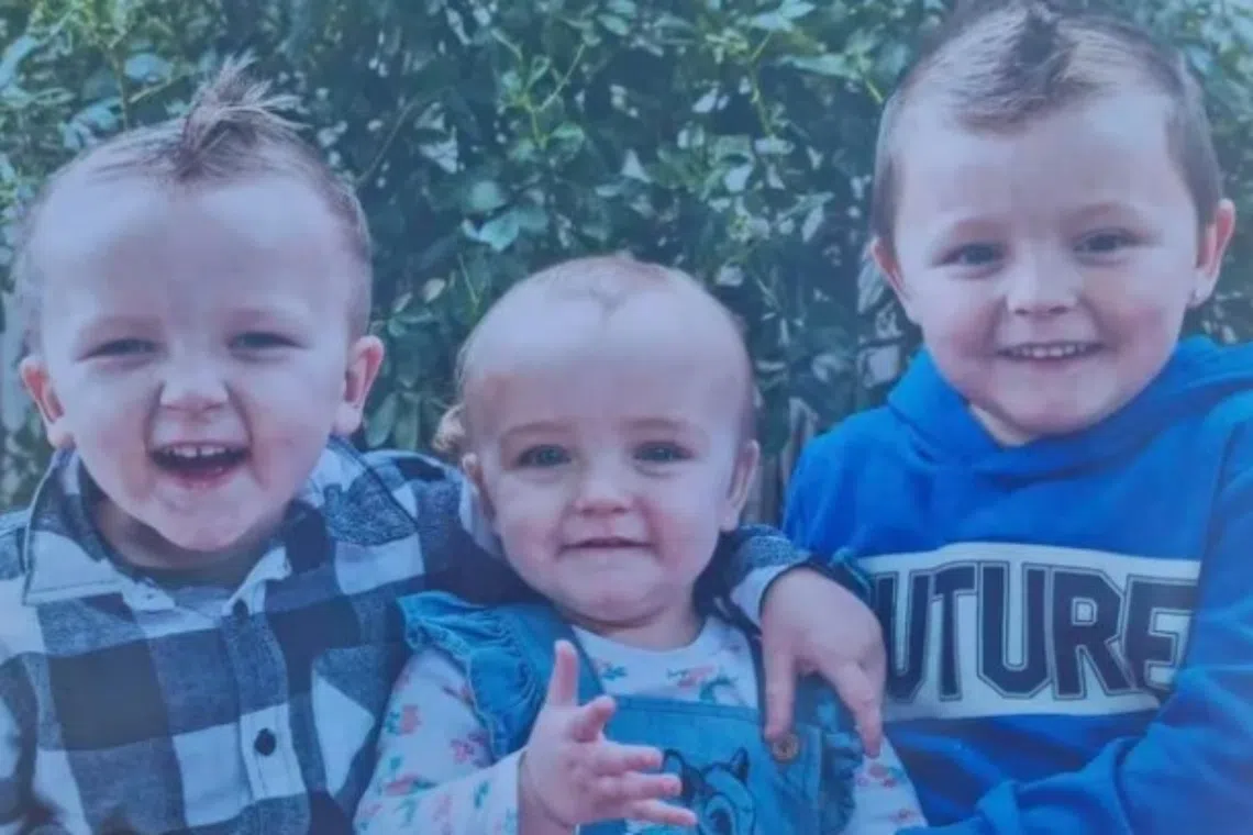 Isaac McGregor (right), 4, with his three-year-old brother Saige and 18-month-old sister Ashlynn. 