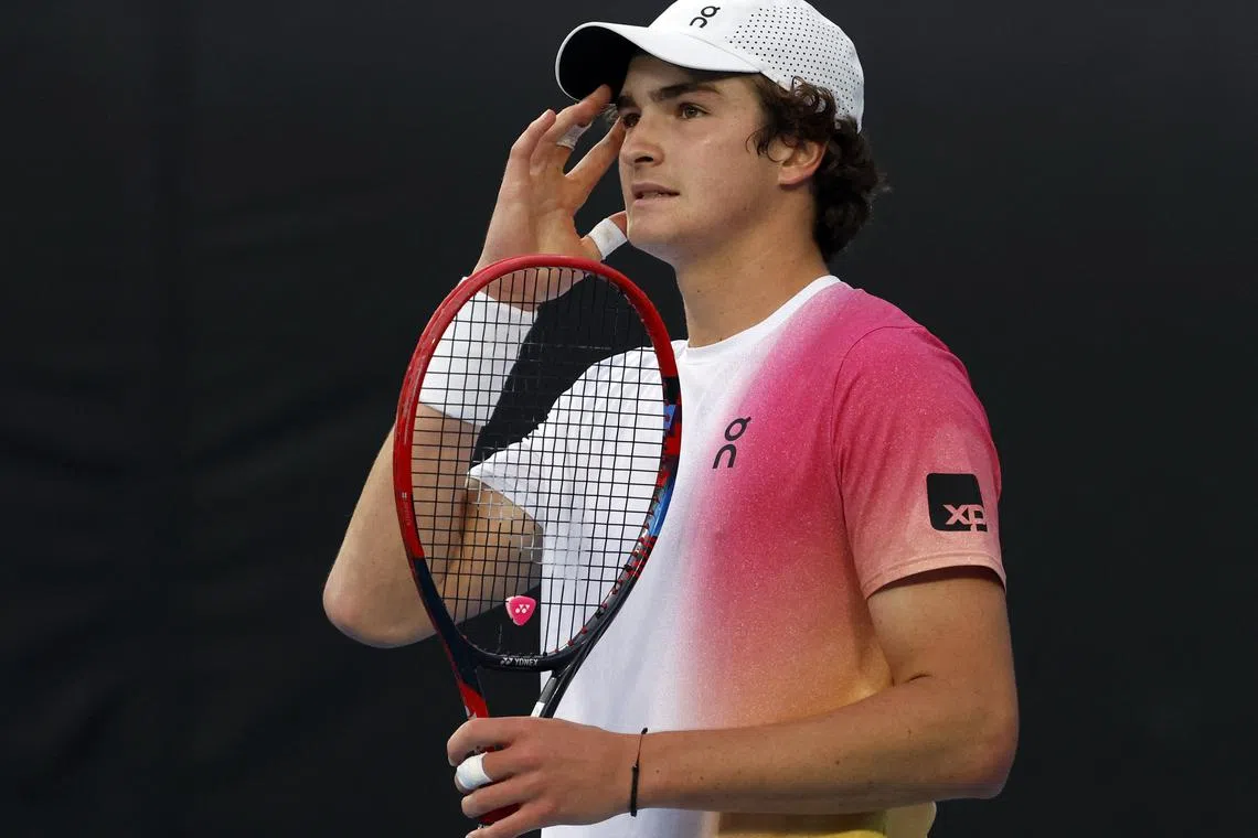 Tennis - Australian Open - Melbourne Park, Melbourne, Australia - January 16, 2025 Brazil's Joao Fonseca during his second round match against Italy's Lorenzo Sonego REUTERS/Kim Kyung-Hoon