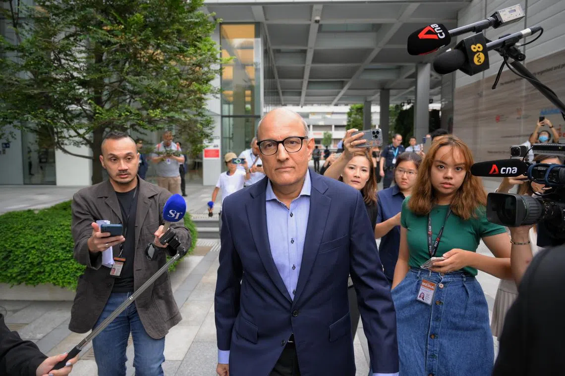 Former transport minister S. Iswaran leaving the State Courts on Jan 18, 2024.