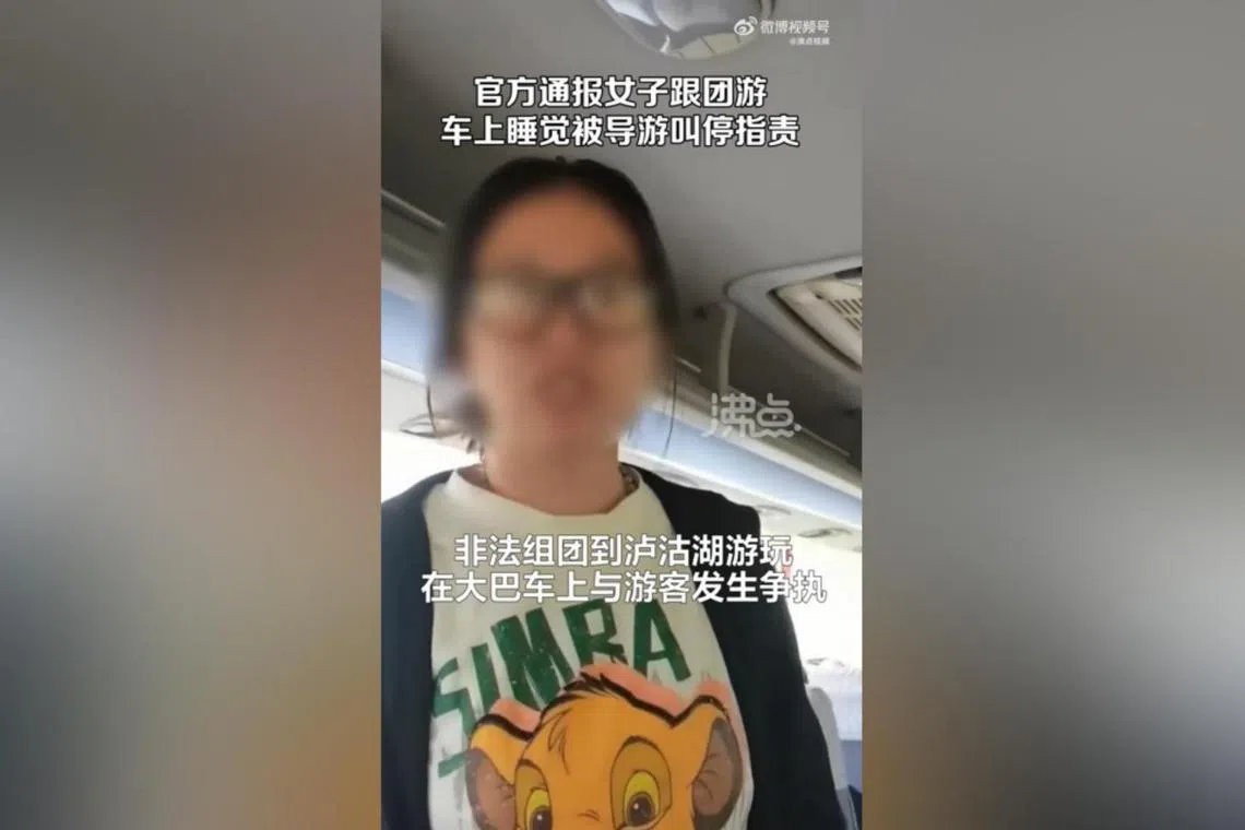 The tour guide (pictured) had asked the woman not to sleep during her commentary of tourist attractions.