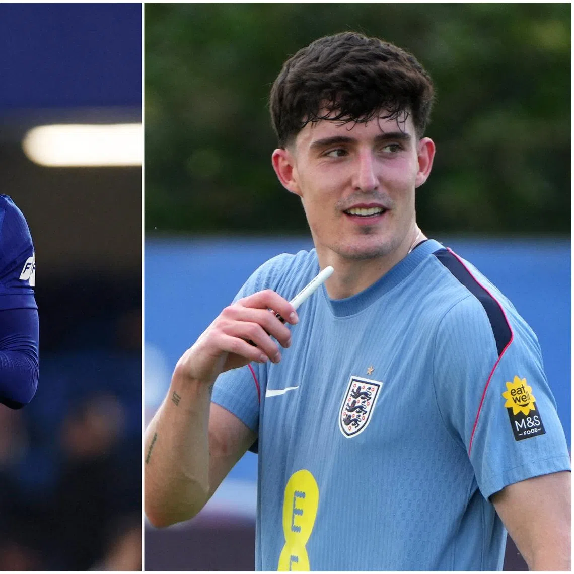 Newcastle's Tino Livramento (right), who suffered a calf injury in training, will be replaced by Chelsea defender Trevoh Chalobah at the World Cup.