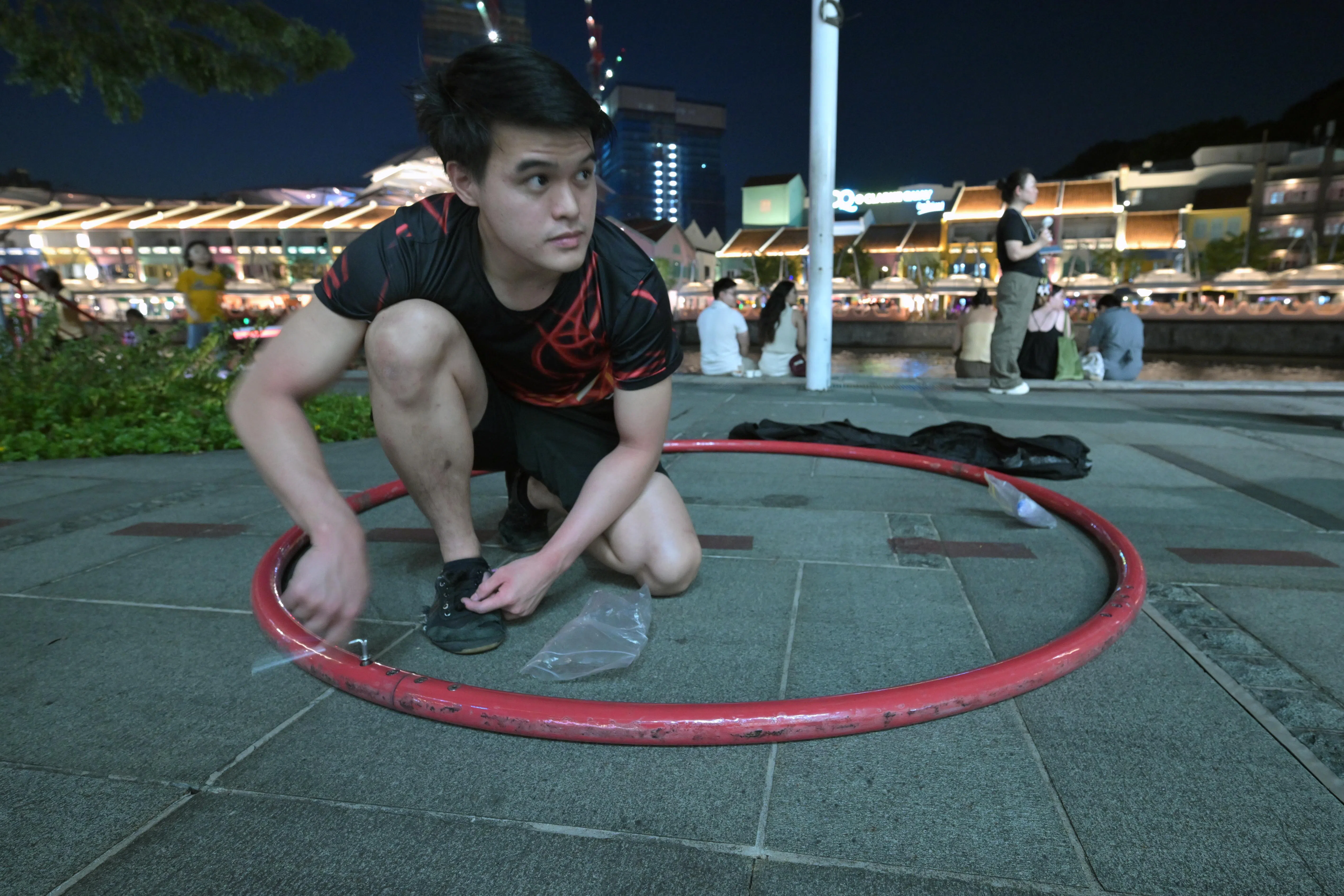 Busker Bryan Wong performs twice a week at Clarke Quay after giving up office life in 2022.