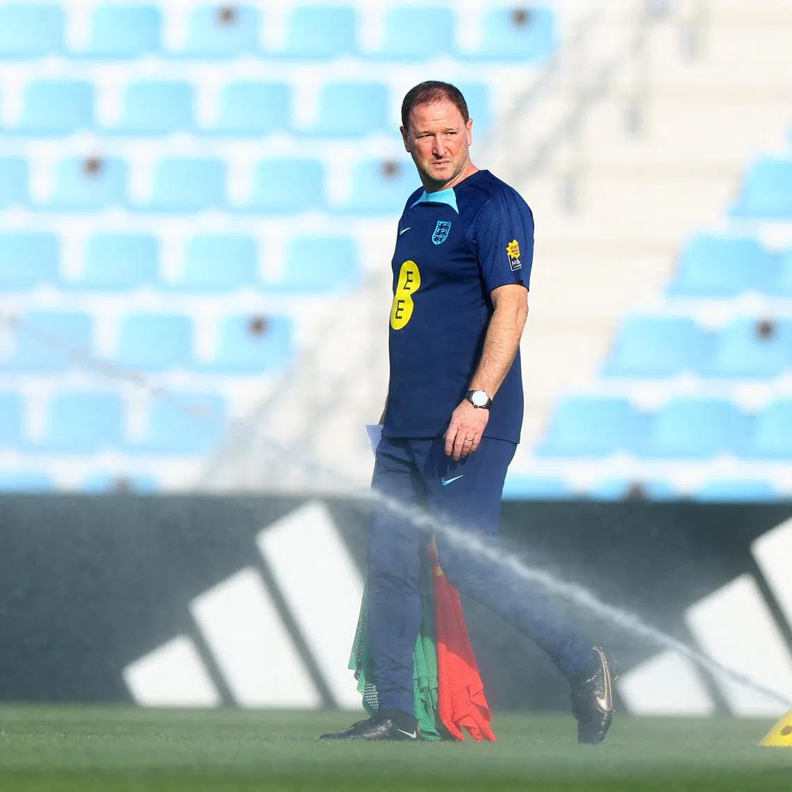 Soccer Football - FIFA World Cup Qatar 2022 - England Training - Al Wakrah SC stadium, Al Wakrah, Qatar - December 5, 2022 England assistant manager Steve Holland during training REUTERS/Molly Darlington