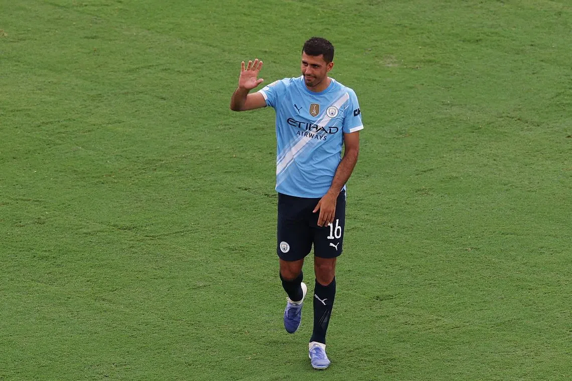 FILE PHOTO: Soccer Football - FIFA Club World Cup - Group G - Juventus v Manchester City - Camping World Stadium, Orlando, Florida, U.S. - June 26, 2025 Manchester City's Rodri celebrates after the match REUTERS/Amanda Perobelli/File Photo