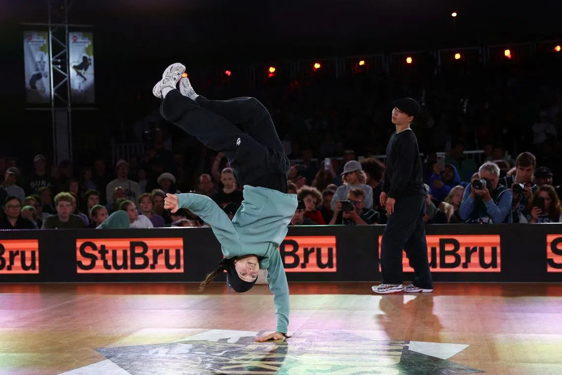 FILE PHOTO: Breaking - WDSF World Breaking Championship 2023 - Leuven, Belgium - September 24, 2023 Lithuania's Dominika Banevic in action during the final REUTERS/Yves Herman/File Photo