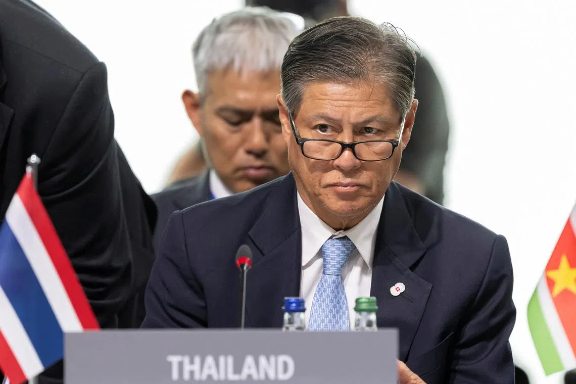 FILE PHOTO: Vice Minister of Foreign Affairs Russ Jalichandra of Thailand attends the plenary session during the Summit on peace in Ukraine, in Stansstad near Lucerne, Switzerland, June 16, 2024. URS FLUEELER/Pool via REUTERS/File Photo