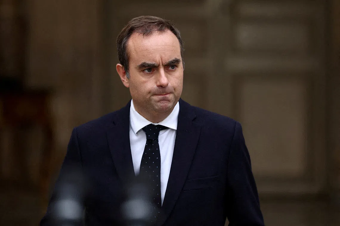 FILE PHOTO: French Prime Minister Sebastien Lecornu at the Hotel Matignon in Paris, France, October 6, 2025. REUTERS/Stephane Mahe/Pool/File Photo