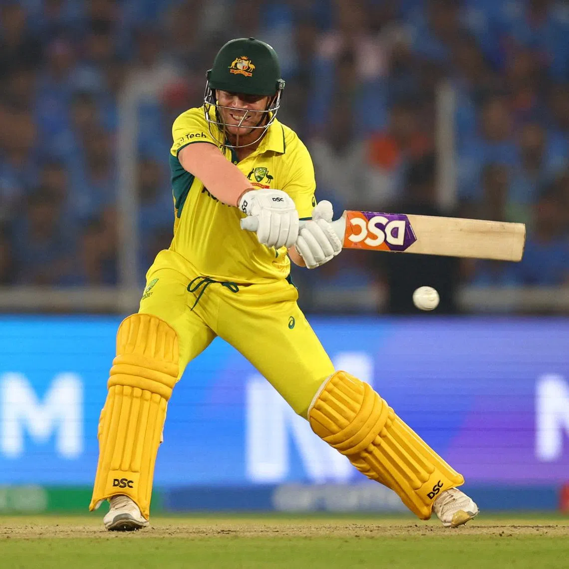 FILE PHOTO: Cricket - ICC Cricket World Cup 2023 - Final - India v Australia - Narendra Modi Stadium, Ahmedabad, India - November 19, 2023 Australia's David Warner in action REUTERS/Andrew Boyers/File Photo