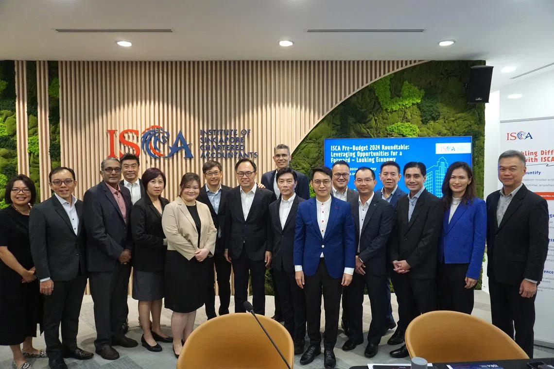 Speakers and panellists at a pre-Budget roundtable organised by the Institute of Singapore Chartered Accountants on Jan 11.