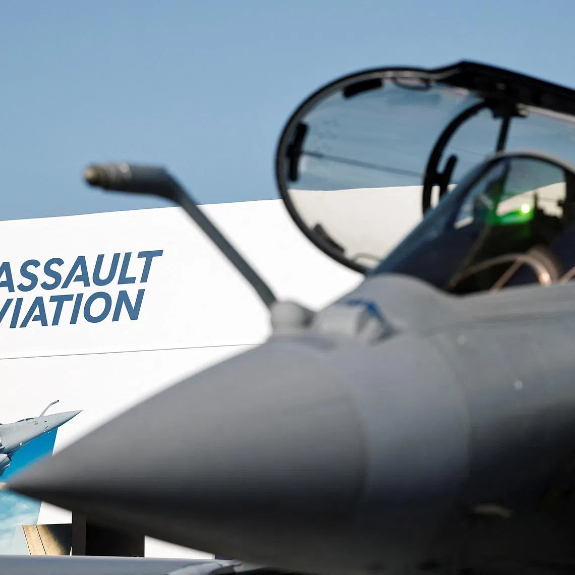A Dassault Rafale fighter jet is displayed at the 55th International Paris Airshow at Le Bourget Airport near Paris, France, June 17, 2025. REUTERS/Benoit Tessier