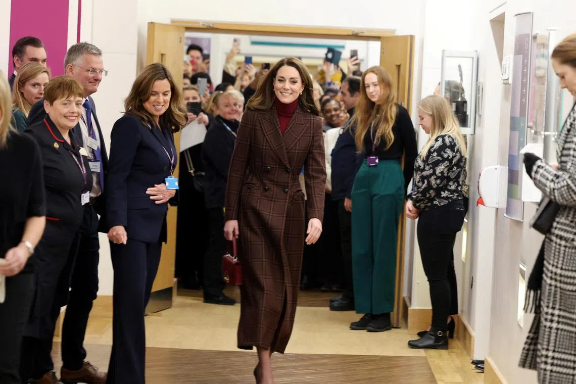 Catherine, Princess of Wales visiting the Royal Marsden Hospital on Jan 14, in London.