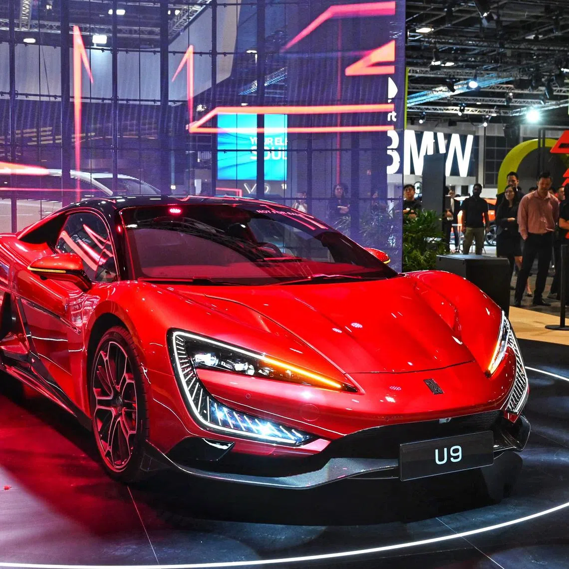 The Yangwang U9 by Chinese carmaker BYD at the Singapore Motorshow 2025. The car can hit 100kmh in 2.36 seconds.