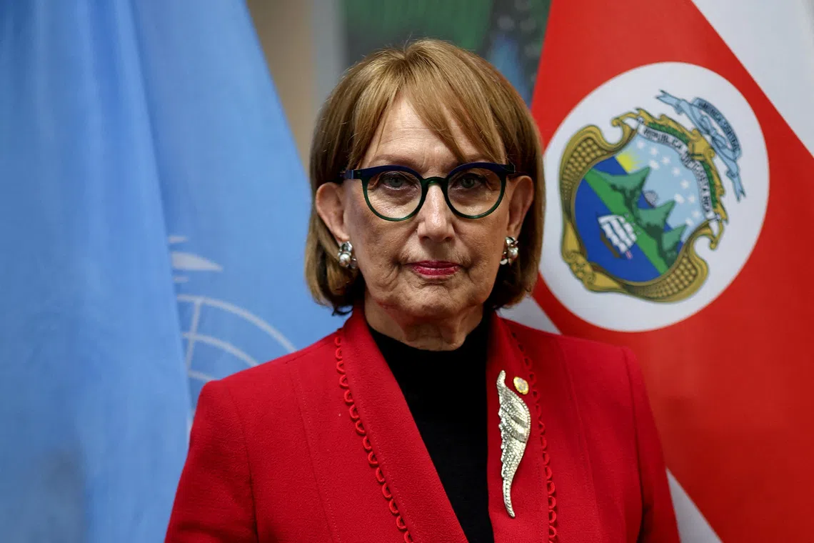 Rebeca Grynspan Mayufis, candidate for the position of United Nations secretary-general, poses for a portrait at the  Permanent Mission of Costa Rica to the United Nations in New York City, US, October 15, 2026. REUTERS/Shannon Stapleton