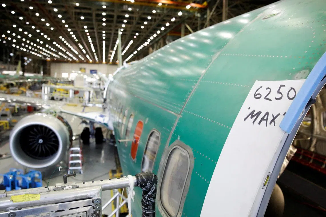 Boeing's 737 MAX-9 is pictured under construction at their production facility in Renton, Washington, US, in February 2017.