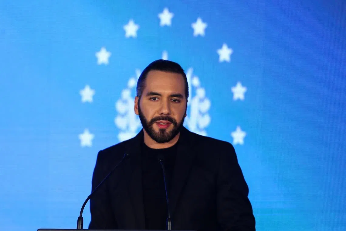 El Salvador's President Nayib Bukele speaks during the inauguration ceremony of the Key Institute, in Antiguo Cuscatlan El Salvador, March 19, 2025. REUTERS/Jose Cabezas/File Photo