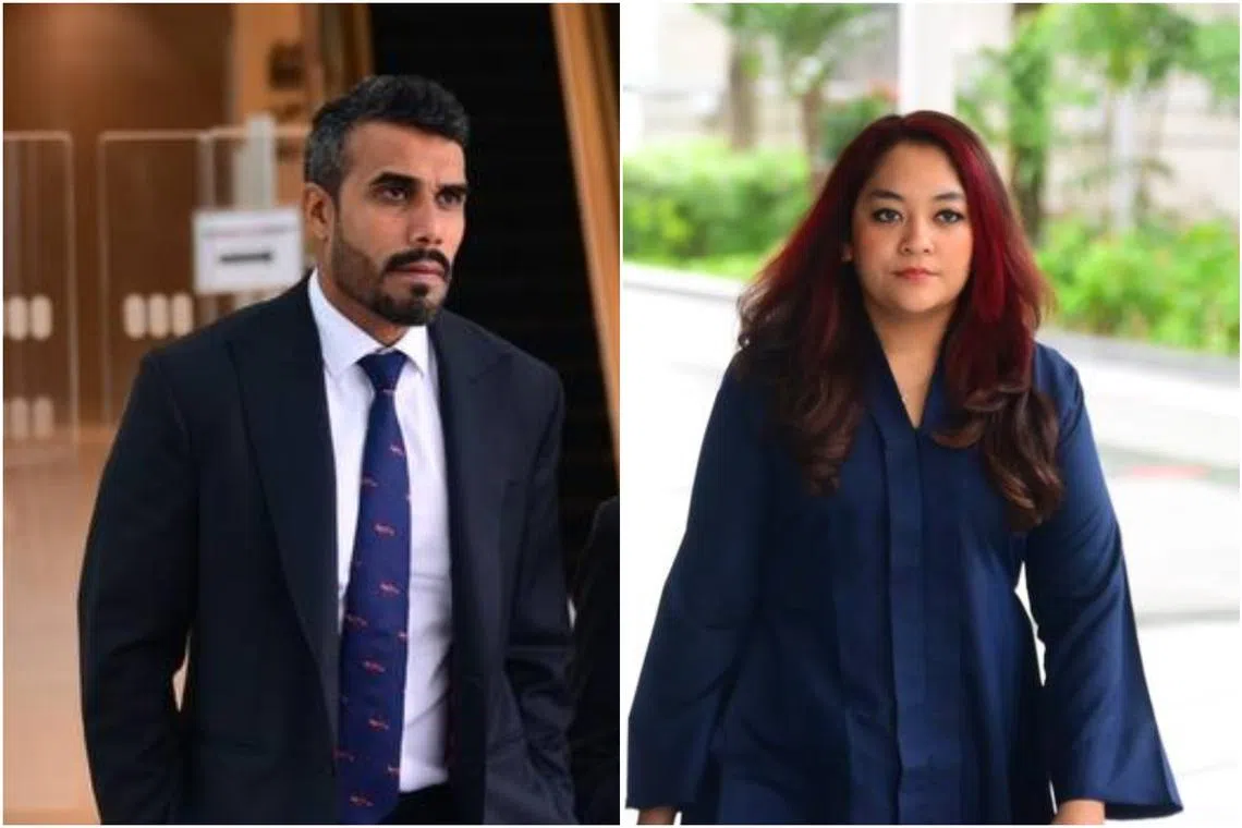 At one charged moment in court, Mr Pritam Singh’s lawyer, former prosecutor Andre Jumabhoy (left), confronted Ms Raeesah Khan about her "non-stop lies".