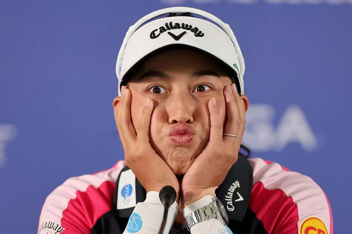 Jeeno Thitikul of Thailand at a pre-tournament press conference on Nov 18, 2025, ahead of this week’s season-ending LPGA Tour Championship in Naples, Florida.