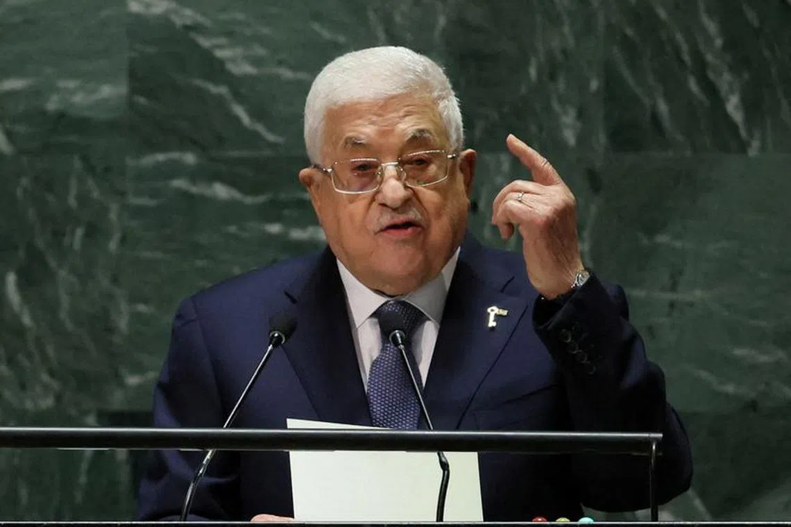 FILE PHOTO: Palestinian President Mahmoud Abbas addresses the 78th Session of the U.N. General Assembly in New York City, U.S., September 21, 2023. REUTERS/Brendan McDermid