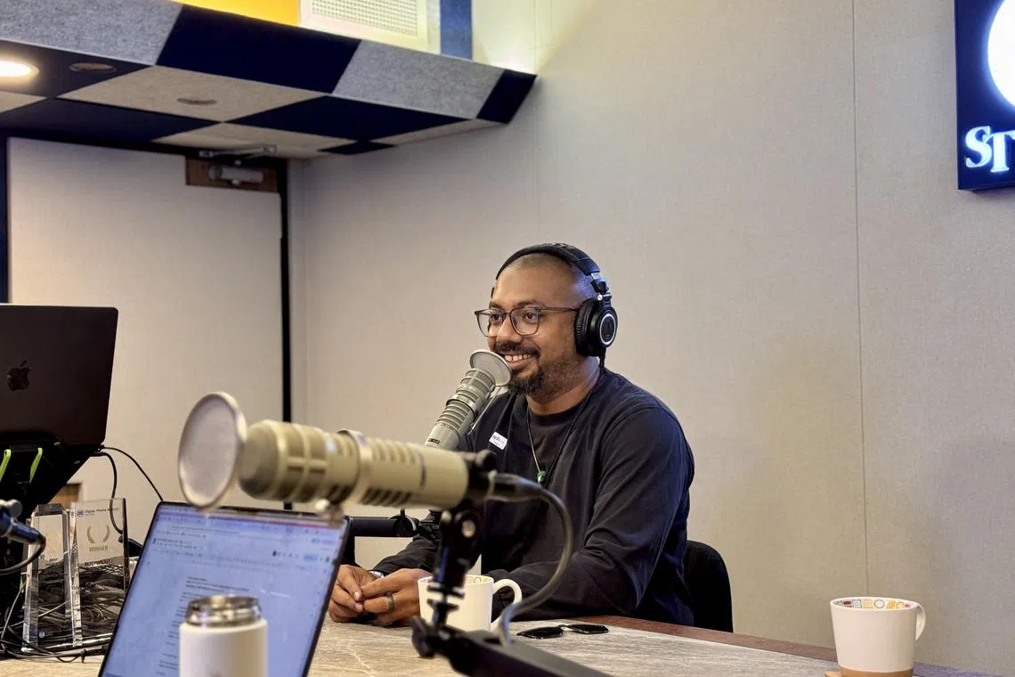 Shahrman Nayan, creative director of OneDash22 in the ST podcast studio.