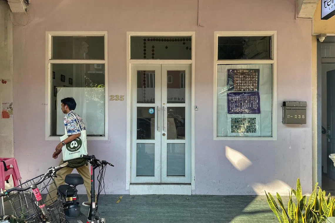 Pictured here on July 18 , 2024 is a shophouse at 235 Joo Chiat Rd, currently occupied by a pet shop. Story Background about the owner of a high-end tailor is being sued for failing to honor an agreement that she will pay for all the costs involved in renovating her shophouse which she sold for $6.5million.