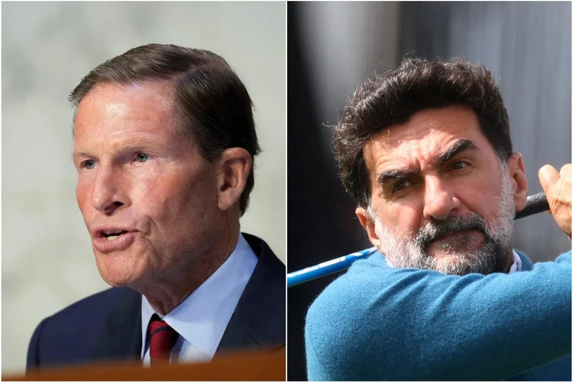 Richard Blumenthal, the US Senate Subcommittee on Investigations chairman (left), addressed Yasir Al-Rumayyan, the head of Saudi Arabia’s PIF, in a letter.