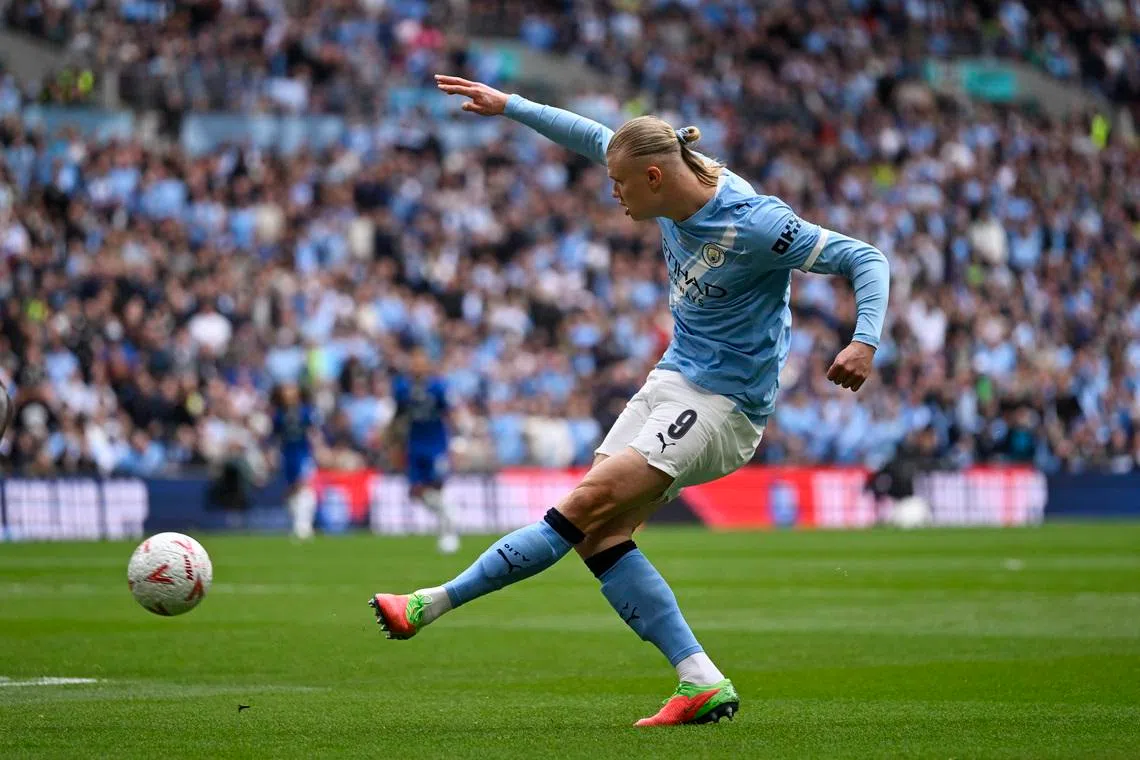 Soccer Football - FA Cup - Final - Chelsea v Manchester City - Wembley Stadium, London, Britain - May 16, 2026 Manchester City's Erling Haaland misses a chance to score REUTERS/Tony O Brien