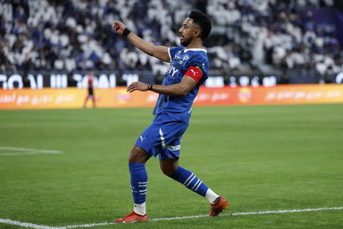 FILE PHOTO: Soccer Football - Saudi Pro League - Al Hilal v Al Orubah - Kingdom Arena, Riyadh, Saudi Arabia - May 12, 2025 Al Hilal's Salem Al Dawsari celebrates scoring their second goal REUTERS/Hamad I Mohammed/File Photo