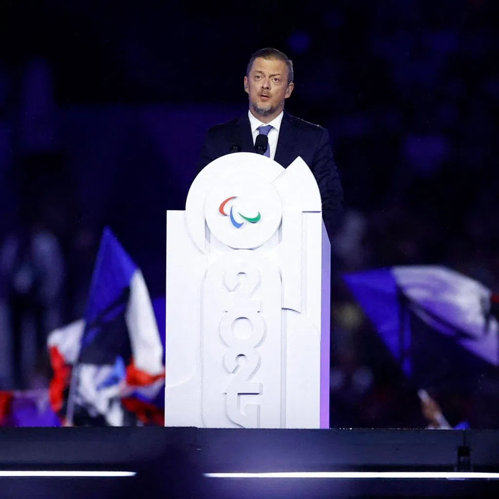 Paris 2024 Paralympics - Closing Ceremony - Paris, France - September 8, 2024  International Paralympic Committee President Andrew Parsons gives a speech during the closing ceremony REUTERS/Stephanie Lecocq