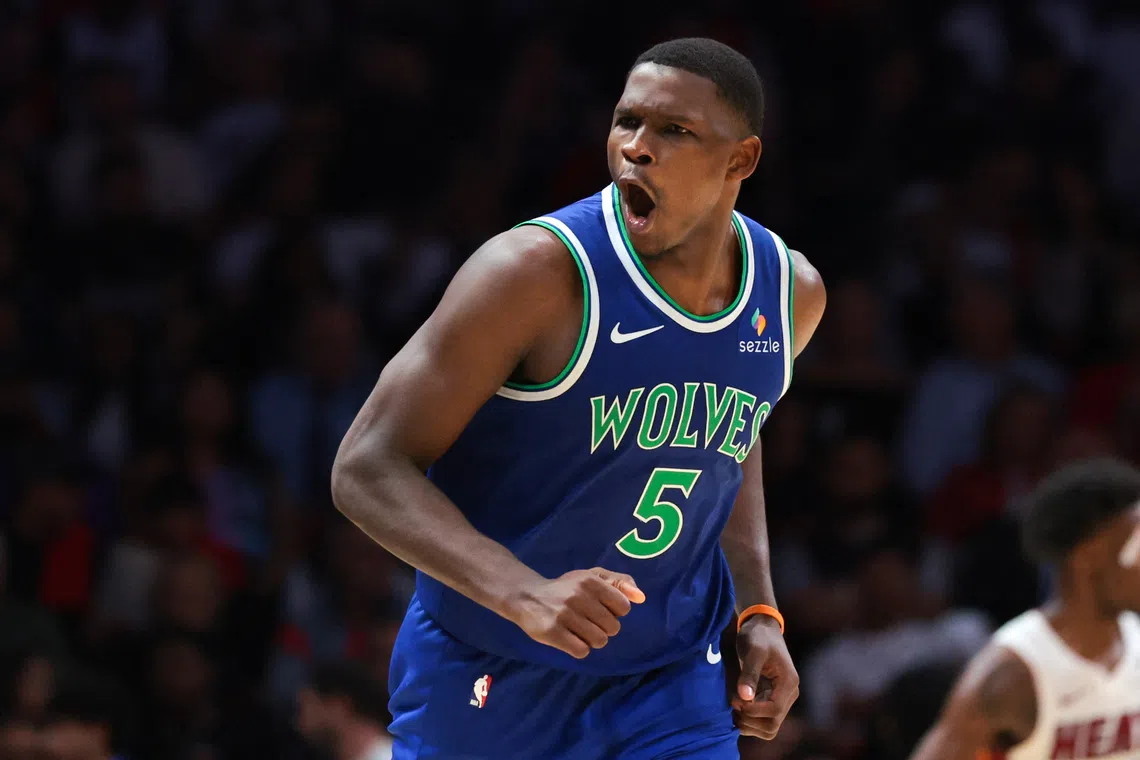Minnesota Timberwolves guard Anthony Edwards joined Hall of Famers Wilt Chamberlain and Michael Jordan as the only players with multiple 40-point season openers.