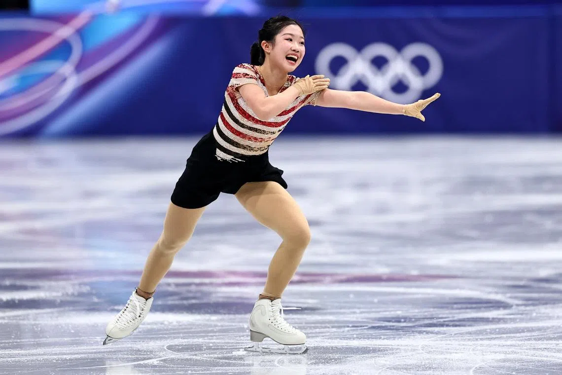 Milano Cortina 2026 Olympics - Figure Skating - Women Single Skating - Short Program - Milano Ice Skating Arena, Milan, Italy - February 17, 2026. Ami Nakai of Japan performs during the Short Program REUTERS/Amanda Perobelli