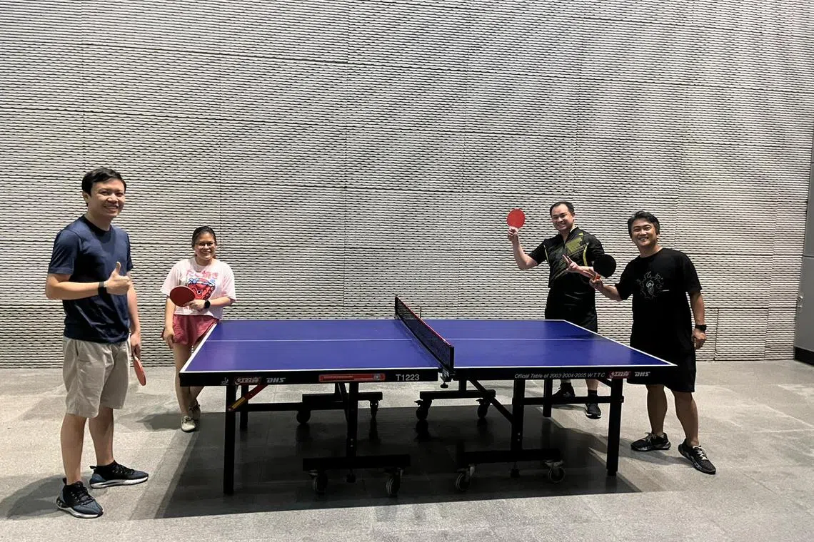 Table tennis enthusiasts can book a free slot online, and play at a table and net donated by STTA in Esplanade MRT station.